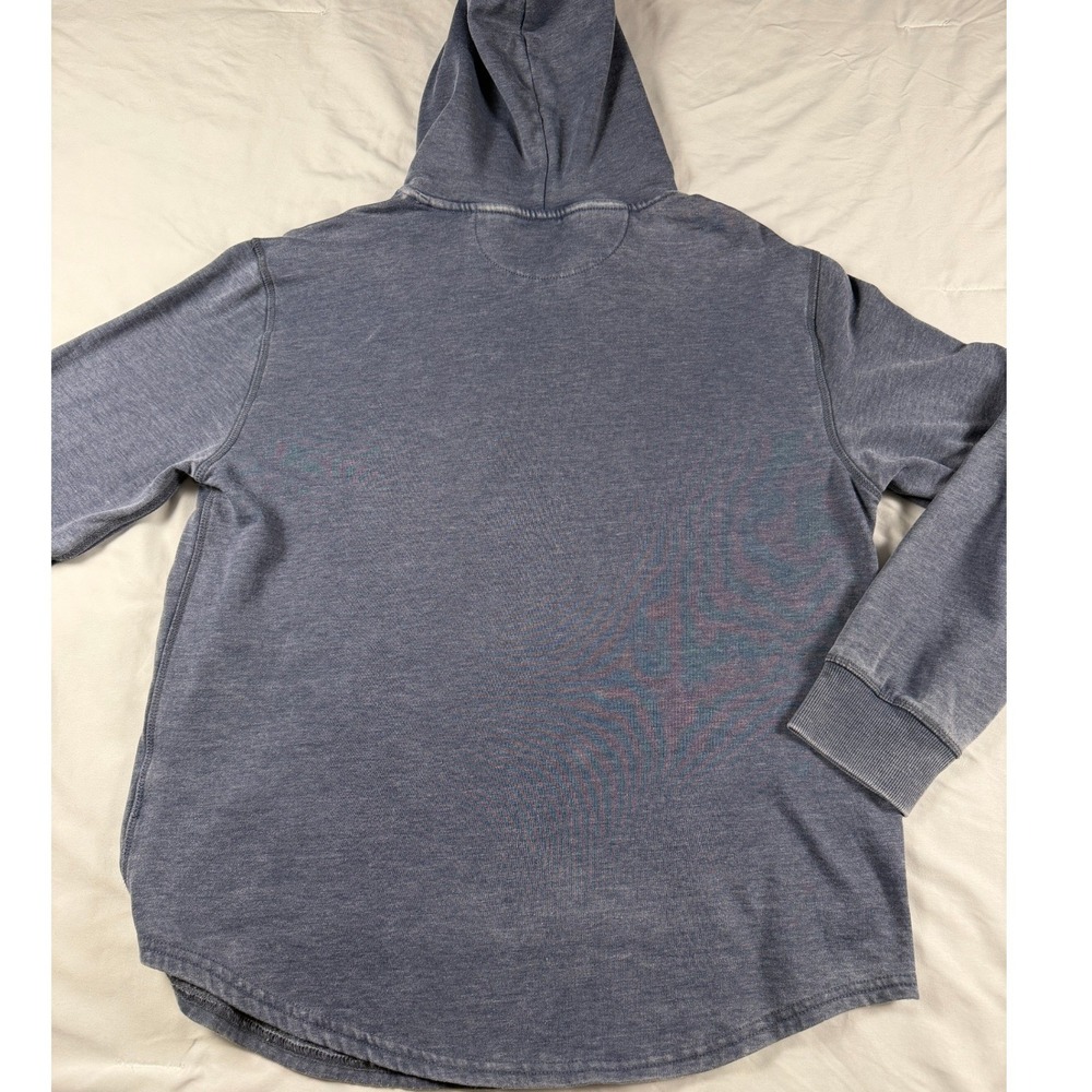 Truth by Republic Mens Blue Henley Hoodie Sweatshirt Medium Faded Wash Pocket - Picture 5 of 5
